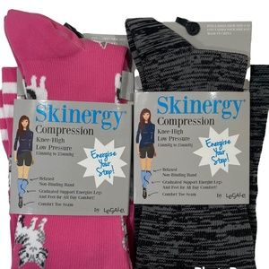 2 Pair: Skinergy Compression Knee-High Socks by LeGale Kittens & Marble